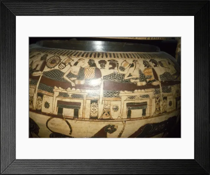 Framed Print : Greek Vase-Painting, A Banquet, possibly Funerary, c5th century BC Framed Print : Greek Vase-Painting, A Banquet, possibly Funerary, c5th century BC