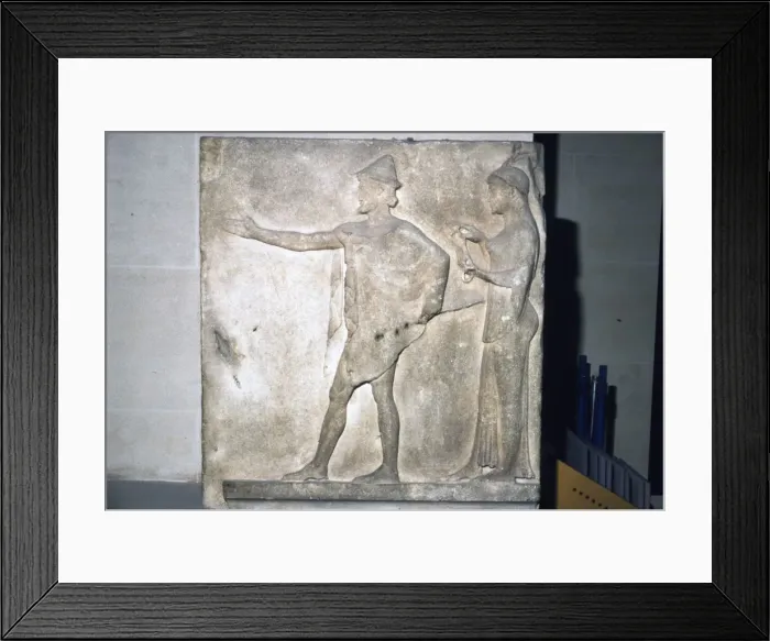 Framed Print : Hermes. Greek relief from Thasos, Greece, c470 BC Framed Print : Hermes. Greek relief from Thasos, Greece, c470 BC