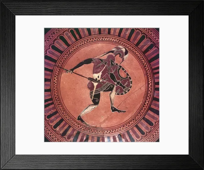 Framed Print : Greek Warrior Painted Siana Cup, c6th century BC Framed Print : Greek Warrior Painted Siana Cup, c6th century BC