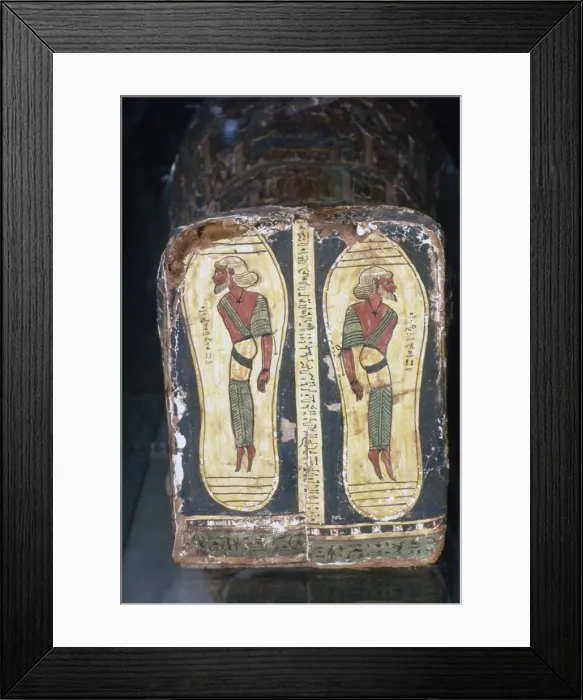Framed Print : Egyptian Painting of Captives on Feet of Mummy of a Pharaoh Framed Print : Egyptian Painting of Captives on Feet of Mummy of a Pharaoh