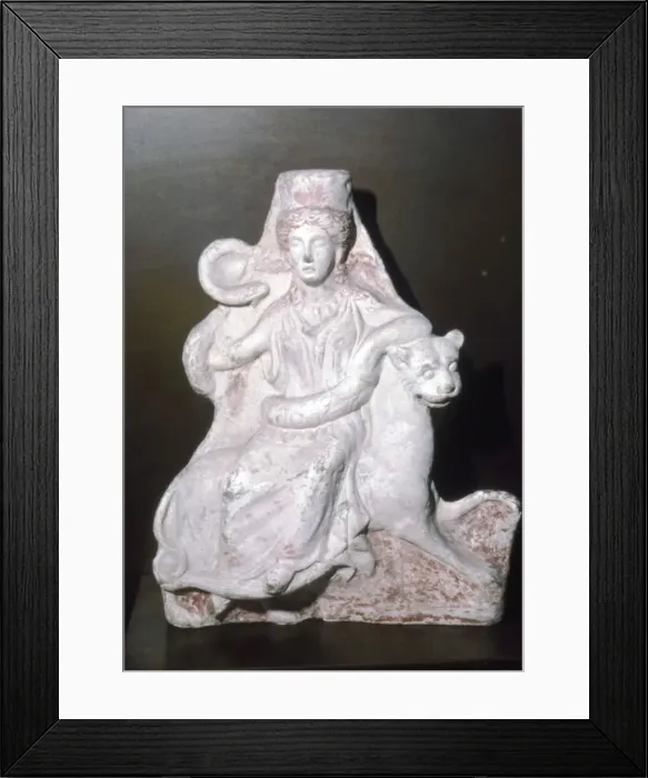 Framed Print : Demeter seated on a Panther, Greek Terracotta, c350 BC Framed Print : Demeter seated on a Panther, Greek Terracotta, c350 BC