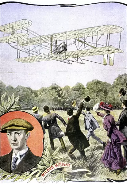 Wilbur Wrights first flight in Europe at the Hanaudieres racetrack near Le Mans, France, 1908