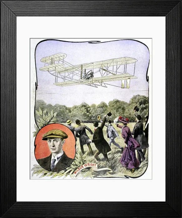 Framed Print : Wilbur Wrights first flight in Europe at the Hanaudieres racetrack near Le Mans, France, 1908 Framed Print : Wilbur Wrights first flight in Europe at the Hanaudieres racetrack near Le Mans, France, 1908