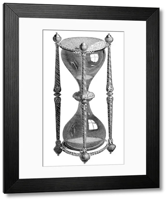 Framed Print : 16th century hourglass, engraving, 19th century Framed Print : 16th century hourglass, engraving, 19th century