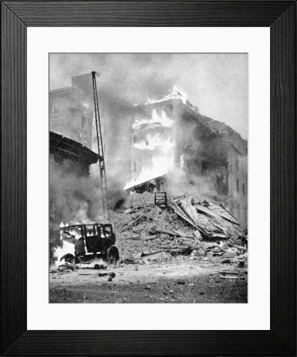 Framed Print : Bombing of Helsinki by the Russians, World War 2, c1940