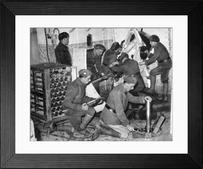 Framed Print : Troops working in one of the underground artillery towers, Maginot Line, Worls War 2, c1940 Framed Print : Troops working in one of the underground artillery towers, Maginot Line, Worls War 2, c1940