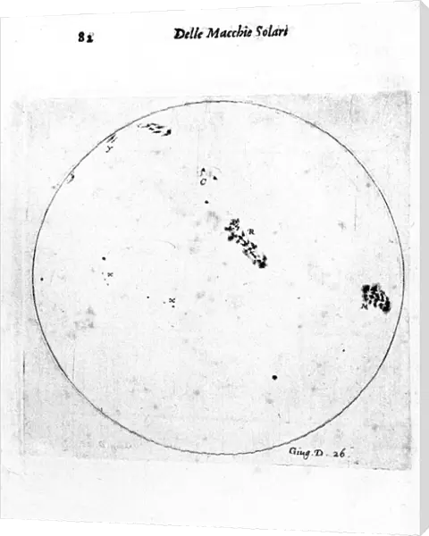 Galileos observation of sunspots, 1613. Artist: Galileo Galilei