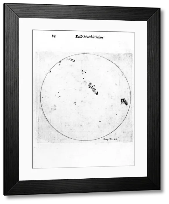 Framed Print : Galileos observation of sunspots, 1613. Artist: Galileo Galilei Framed Print : Galileos observation of sunspots, 1613. Artist: Galileo Galilei