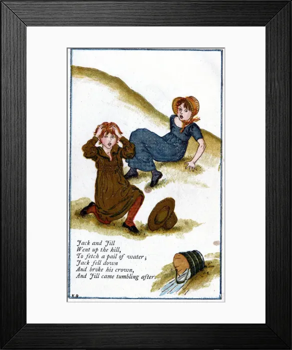 Framed Print : Illustration for Jack and Jill went up the hill, Kate Greenaway (1846-1901). Artist: Catherine Greenaway Framed Print : Illustration for Jack and Jill went up the hill, Kate Greenaway (1846-1901). Artist: Catherine Greenaway