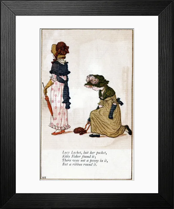 Framed Print : Illustration for Lucy Locket, lost her purse, Kate Greenaway (1846-1901). Artist: Catherine Greenaway Framed Print : Illustration for Lucy Locket, lost her purse, Kate Greenaway (1846-1901). Artist: Catherine Greenaway