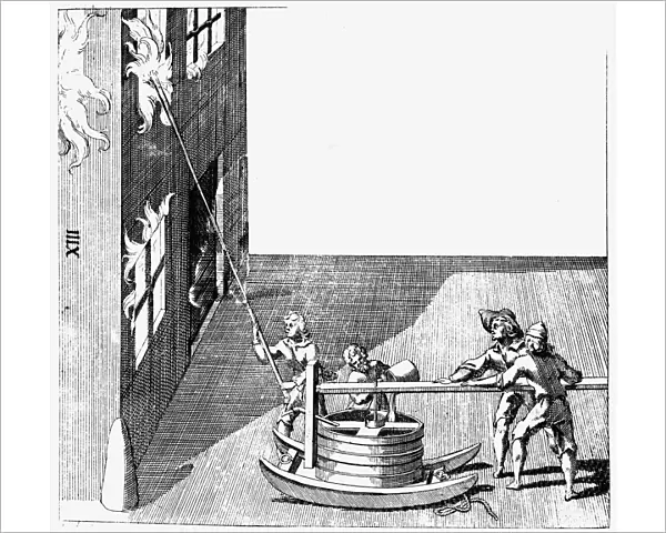 Fire engine, from Isaac de Caus Nouvelle Invention de Lever l Eau Plus Hault, 1664. Artist: Isaac de Caus