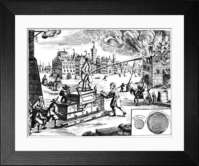 Framed Print : Fire engine, from Georg Andreas Bocklers Theatrum Machinarum Novum, 1673. Artist: Georg Andreas Bockler Framed Print : Fire engine, from Georg Andreas Bocklers Theatrum Machinarum Novum, 1673. Artist: Georg Andreas Bockler