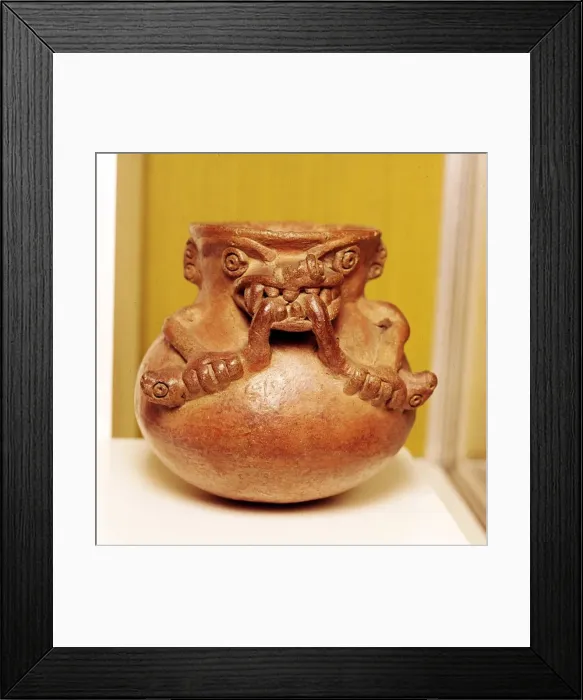 Framed Print : Pottery Bowl of an alligator with human arms devouring snakes, Chiriqui, Panama Framed Print : Pottery Bowl of an alligator with human arms devouring snakes, Chiriqui, Panama