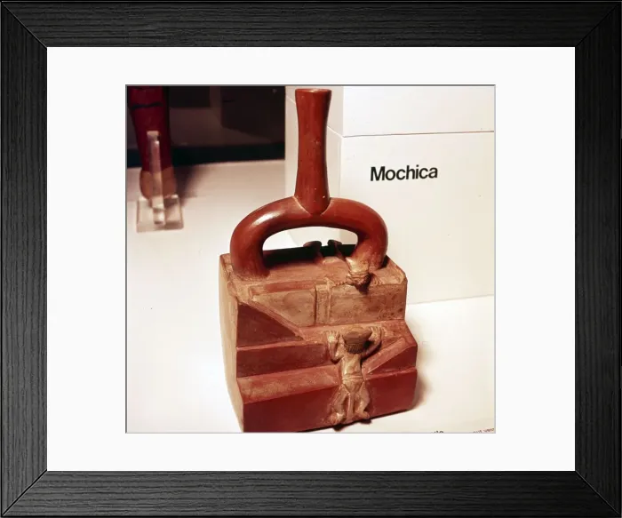Framed Print : Mochica Stirrup Spout Pot, Peru, 1-750 Framed Print : Mochica Stirrup Spout Pot, Peru, 1-750