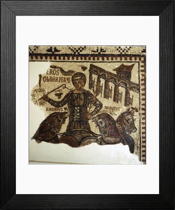 Framed Print : Roman Mosaic, Charioteer (Eros), c2nd-3rd century Framed Print : Roman Mosaic, Charioteer (Eros), c2nd-3rd century