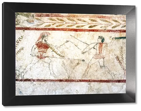 Men fighting with spears, Paestum, c4th century BC