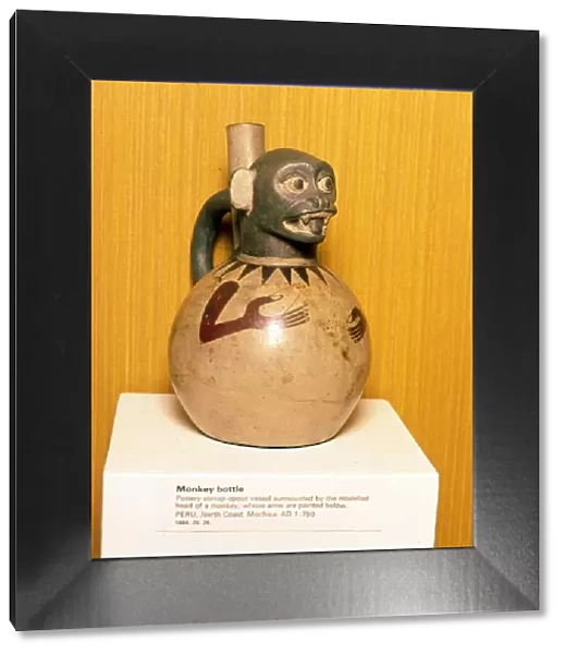 Monkey Bottle, Mochica Culture, Peru, 100-750