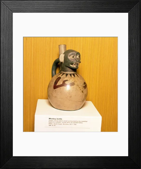 Framed Print : Monkey Bottle, Mochica Culture, Peru, 100-750 Framed Print : Monkey Bottle, Mochica Culture, Peru, 100-750