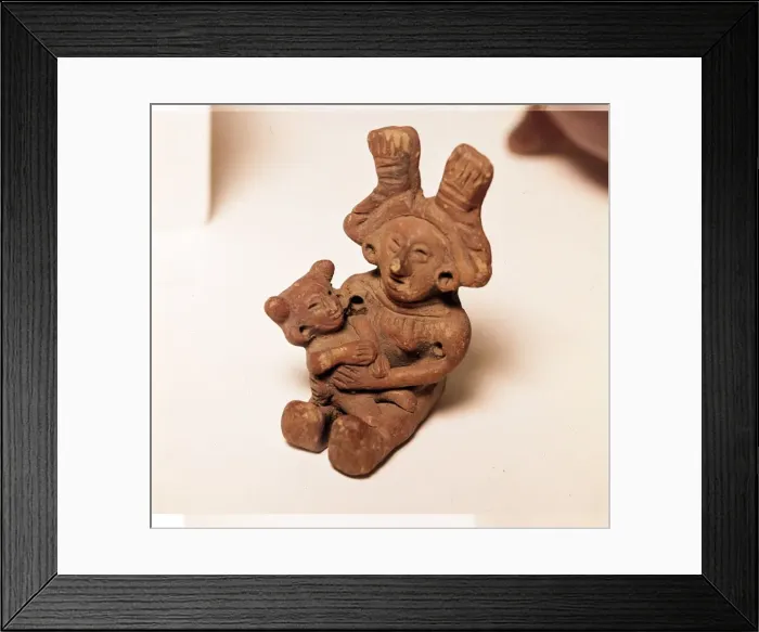 Framed Print : Pottery Rattle of woman holding child, Mexico. Axtec, late Post-Classic Period, 1300-1520 Framed Print : Pottery Rattle of woman holding child, Mexico. Axtec, late Post-Classic Period, 1300-1520