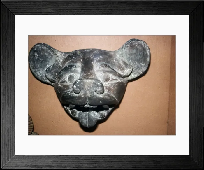 Framed Print : Pottery Mask of a Bat, grey with red and white paint, Zapotec, Mexico, 300-900 Framed Print : Pottery Mask of a Bat, grey with red and white paint, Zapotec, Mexico, 300-900