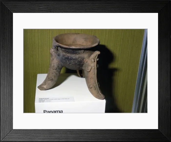 Framed Print : Pottery Tripod Bowl with three rattle-legs in the form of Alligators, Chiriqui, Panama Framed Print : Pottery Tripod Bowl with three rattle-legs in the form of Alligators, Chiriqui, Panama
