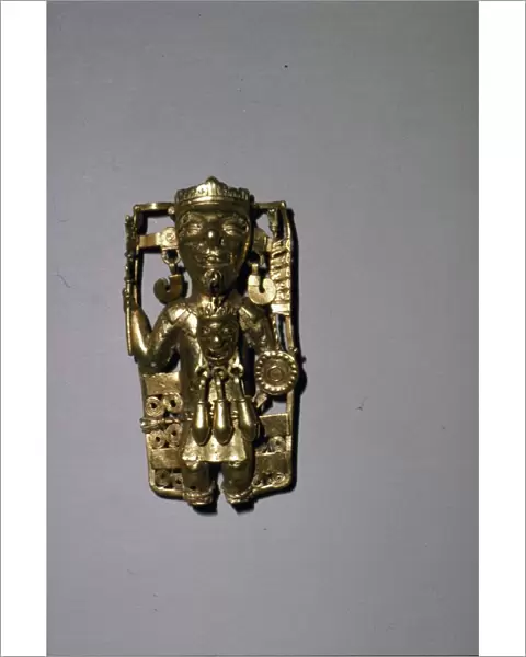 Aztec Gold Pendant of a Ruler with ritual regalia, Mixtec, 1200-1521