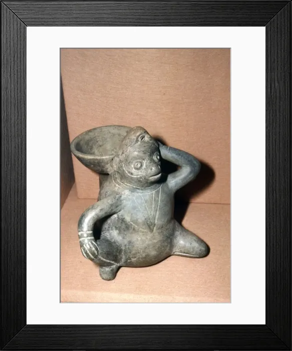 Framed Print : Monkey whistling Jar in Grey pottery, Monte Alban, Oaxaca, Mexico, 300-900 Framed Print : Monkey whistling Jar in Grey pottery, Monte Alban, Oaxaca, Mexico, 300-900
