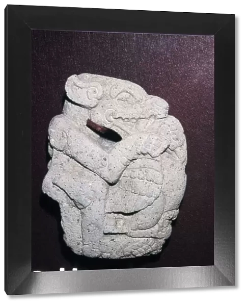 Aztec stone carving of Jaguar killing a Vulture, Hacha, Veracruz state: Mexico, 400-700