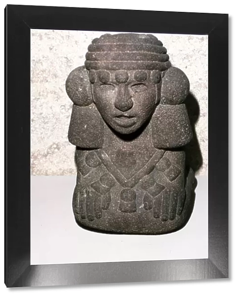 Aztec stone head of Rain God Tlaloc, 1300-1521