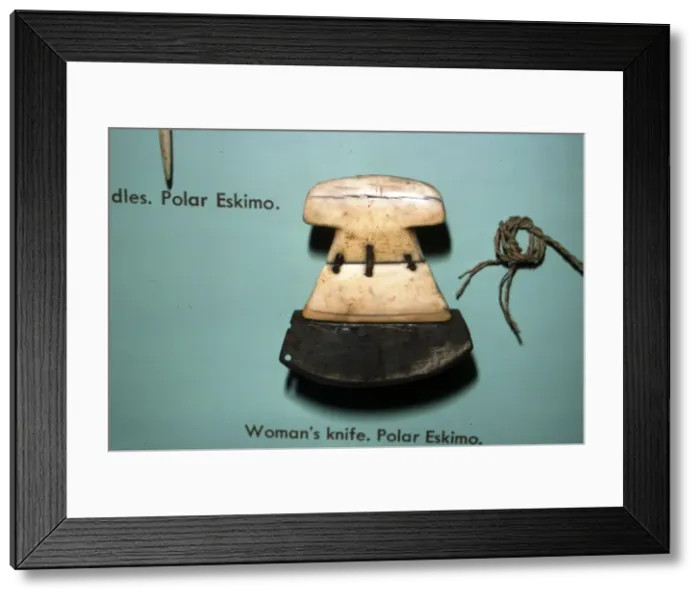 Framed Print : Inuit, Polar Eskimo or Inughuit, Womans knife in Bone and steel Framed Print : Inuit, Polar Eskimo or Inughuit, Womans knife in Bone and steel
