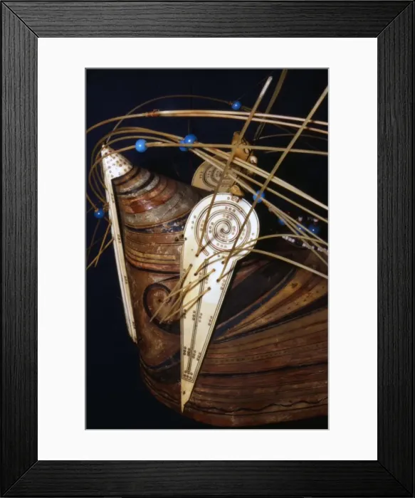 Framed Print : Inuit Wood hunting cap with ivory ornament collected during Cooks 3rd voyage, 1776-1780 Framed Print : Inuit Wood hunting cap with ivory ornament collected during Cooks 3rd voyage, 1776-1780