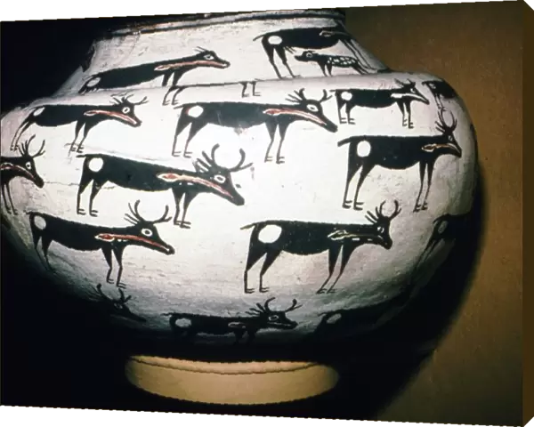 Pot Showing Deer, Zuni Tribe, Pueblo Indian