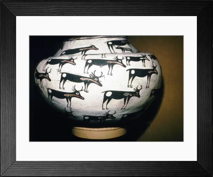 Framed Print : Pot Showing Deer, Zuni Tribe, Pueblo Indian Framed Print : Pot Showing Deer, Zuni Tribe, Pueblo Indian
