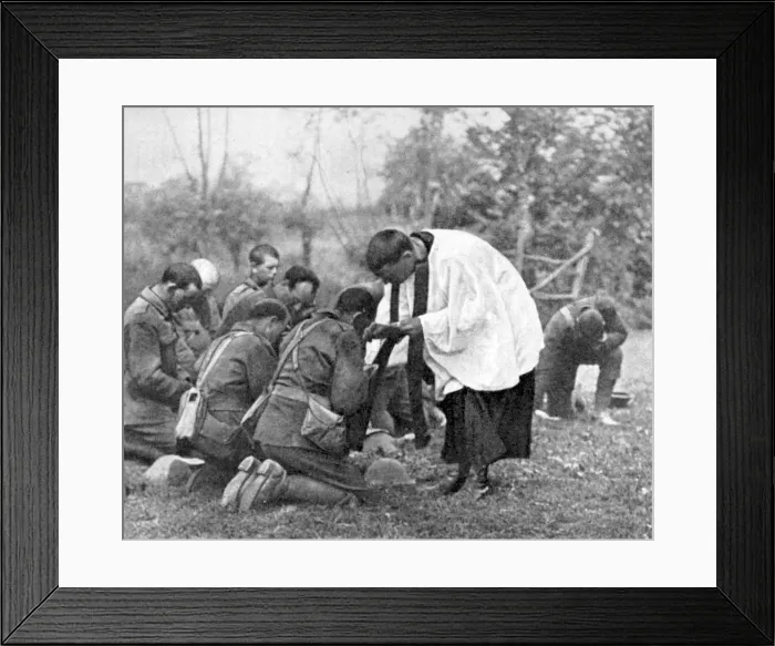 Framed Print : New Zealand troops taking Holy Communion, World War I Framed Print : New Zealand troops taking Holy Communion, World War I