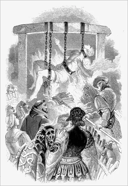 John Oldcastle, Lollard leader, hung and burnt hanging for denying transubstantiation, 1417(1848)