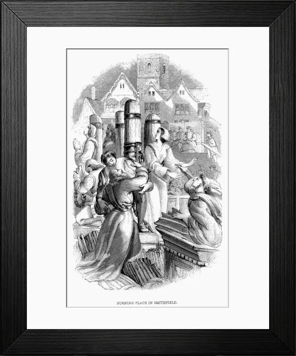 Framed Print : Protestants burned at the stake for refusing to deny their faith, Smithfield, London, 1556