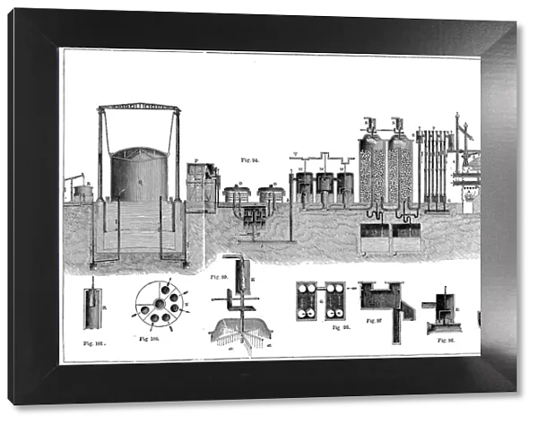 Sectional view of Liverpool Gas Works, 1860. Artist: Charles Partington
