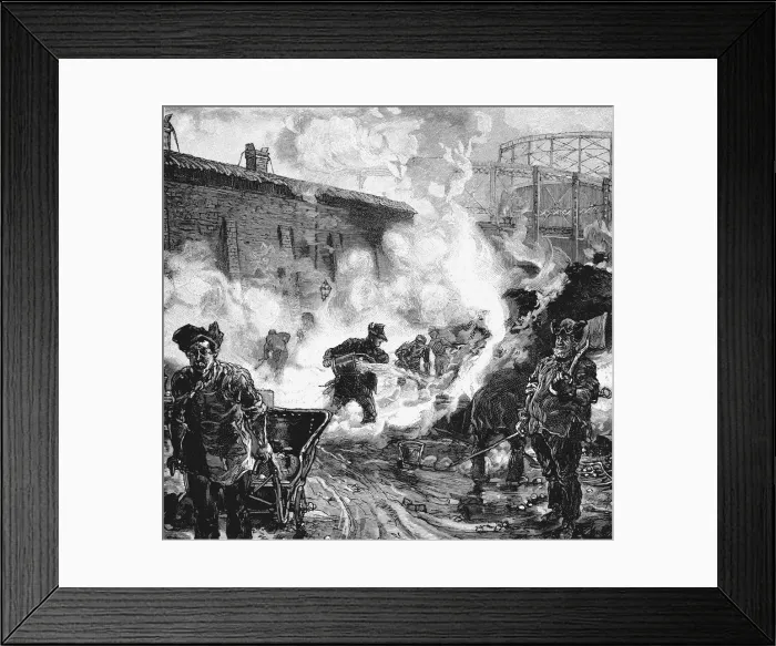 Framed Print : Quenching coke, South Metropolitan Gas Companys works, East Greenwich, London, 1891 Framed Print : Quenching coke, South Metropolitan Gas Companys works, East Greenwich, London, 1891