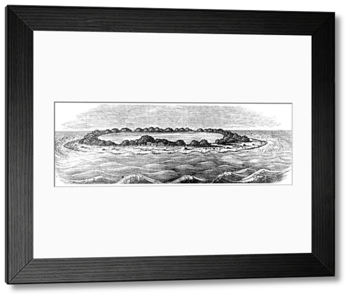 Framed Print : Coral reef creating a lagoon Framed Print : Coral reef creating a lagoon