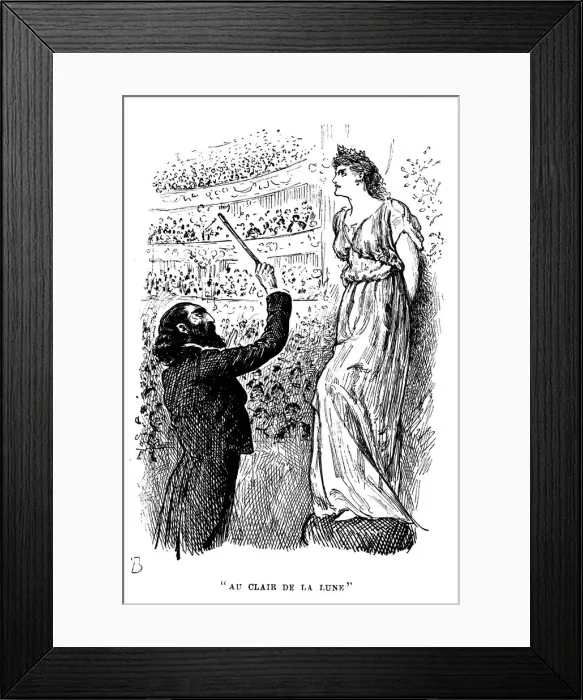 Framed Print : Au Clair de la Lune : the power of hypnosis, 1894. Artist: George du Maurier Framed Print : Au Clair de la Lune : the power of hypnosis, 1894. Artist: George du Maurier