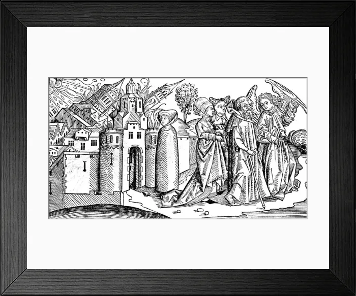 Framed Print : Destruction of Sodom and Gomorrah by earthquake, 1493 Framed Print : Destruction of Sodom and Gomorrah by earthquake, 1493