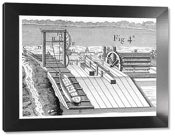 Roller Bridge or inclined plane for transferring vessels from one level of waterway to another, 1737