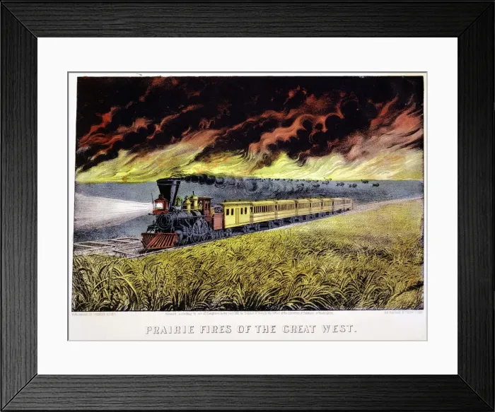 Framed Print : Prairie Fires of the Great West, USA, 1871. Artist: Currier and Ives