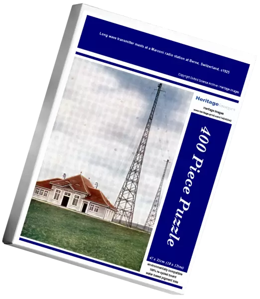Long wave transmitter masts at a Marconi radio station at Berne, Switzerland, c1925