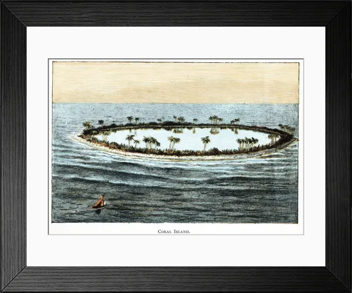 Framed Print : Coral reef surrounding a lagoon Framed Print : Coral reef surrounding a lagoon