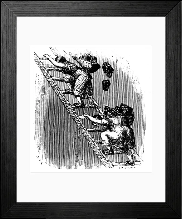 Framed Print : Women workers hauling coal to the surface up a ladder Framed Print : Women workers hauling coal to the surface up a ladder
