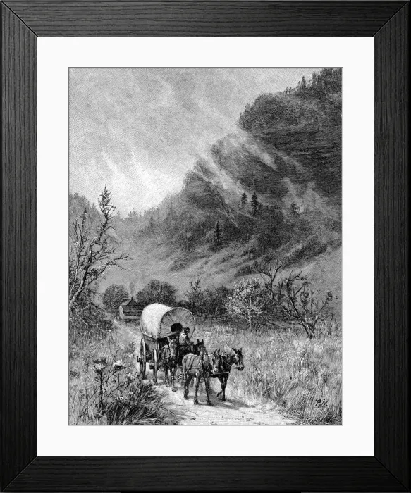 Framed Print : Mule wagon passing through the Cumberland Gap, Kentucky Framed Print : Mule wagon passing through the Cumberland Gap, Kentucky