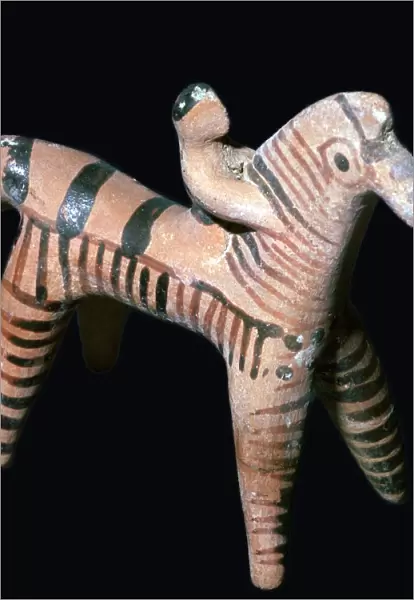 Terracotta figure of a horseman, Greek, from Tanagra, Boeotia, Greece, c550 BC