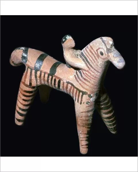 Terracotta figure of a horseman, Greek, from Tanagra, Boeotia, Greece, c550 BC