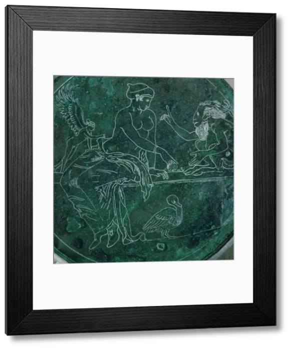 Framed Print : Close-up of a Greek bronze mirror-back Framed Print : Close-up of a Greek bronze mirror-back